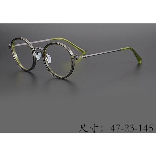 Limited edition Vintage Ultralight titanium-acetate eyeglass frame precision type retro round Eyewear women man original quality