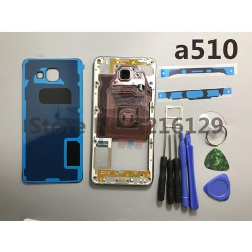 Original Full Housing Case Middle Frame+Rubber Seal Back Cover+SIM card Replacement Parts For Samsung Galaxy A5 A510 A510F 2016