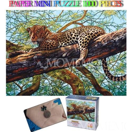 Leopard King 1000 Pieces Jigsaw Puzzle Mini Paper Puzzle 1000 Pieces Adults Animal Puzzles Toys for Teens Kids Education Gifts