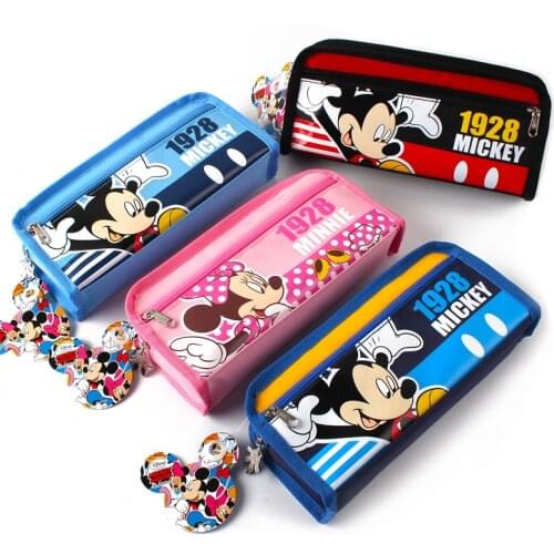 Primary school student pencil girl bag Disney Minnie Mickey Mouse children pencil boy case large capacity pencil cartoon box