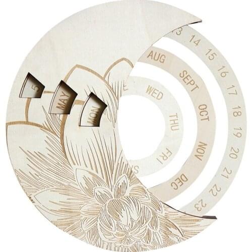 PPYY-Wooden Hanging Perpetual Calendar Vintage Wooden Hanging Calendar,Adjustable Calendar Sign Board,for Home Office School