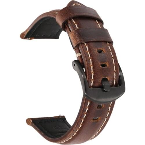 BEAFIRY Genuine Leather Watch Band 18mm 20mm 22mm 24mm Quick Release Watch Straps Watchband for Samsung huawei Brown Black Blue