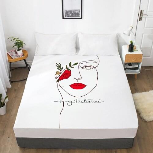 Luxury Elastic fitted sheet bed sheet With An Elastic Band Mattress Cover 150x200/160x200 Bed cover for home Woman red