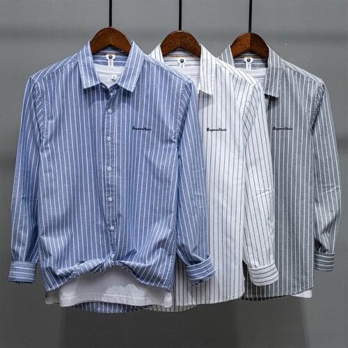 Daily Fashion Mens Casual Shirts Business Simple Shirt Coat Mens Long Sleeve Striped Shirt Slim Fit Blouse Men Camisa Social