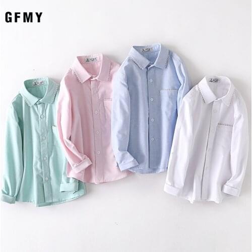 2021 Autumn New Shirts Boys Classical 100% Cotton Long-Sleeve Shirts Kids Children 4 Year-14 Years Teen Tops