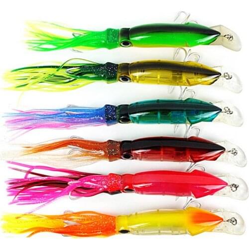 14cm Fishing Lures Artificial Squid Bait with Hard Tentacles Hook Tackle Tool