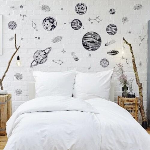 Solar System Planets Wall Stickers For Kids Room Home Decoration Diy Astronomical Theme Wall Mural Art Educational Decals