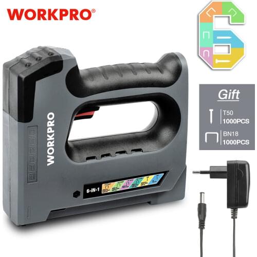 WORKPRO 6 In1 3.6V Heavy Duty Staple Gun Rechargable Cordless Tacker For House Decor Renovations Upholstery, decoration