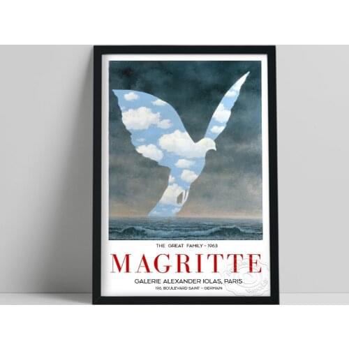 Rene Magritte Exhibition Poster, Magritte The Great Family 1963 Art Prints, Abstract Art Vintage Birthday Gift Idea Wall Decor