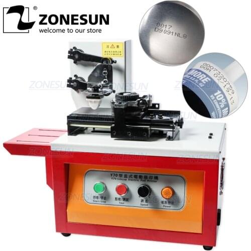 ZONESUN Automatic Ink Pad Printing Machine Electric Production Date Coding Machine Plastic Milk Carton Bottle Glass Pad Printer
