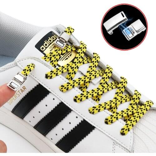 1 Pair Elastic Shoe Laces Magnetic Metal Lock Lazy Shoelaces Flat Easy Installation Easy To Remove No Tie Shoelace Unisex