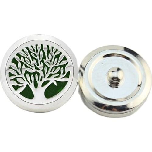 1PC Life Tree Essential Oil Locket Snap Button Jewelry 20MM Fit Snap Button Necklace Bracelet Full Stainless Steel