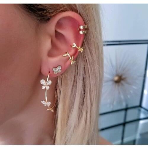 1 PIECE GOLD Filled Rose flower clip on earring women no pierced ear cuff gold earring wholesale drop shipping