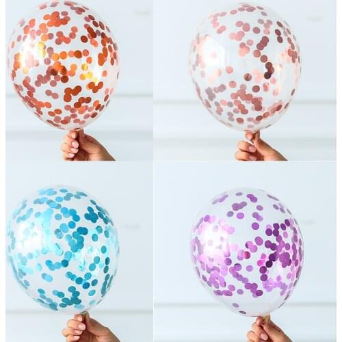 10pcs 12Inch Aluminum Film Round Confetti Latex Balloon Rose Gold Light Pink /Purple Foil Wedding Birthday Party Decor Balloon