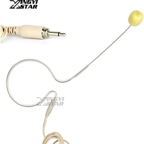 10Pcs Beige Single Earhook Condenser Headset Microphone 3.5mm Male Screw Plug Mike For UHF Karaoke Wireless Bodypack Transmitter