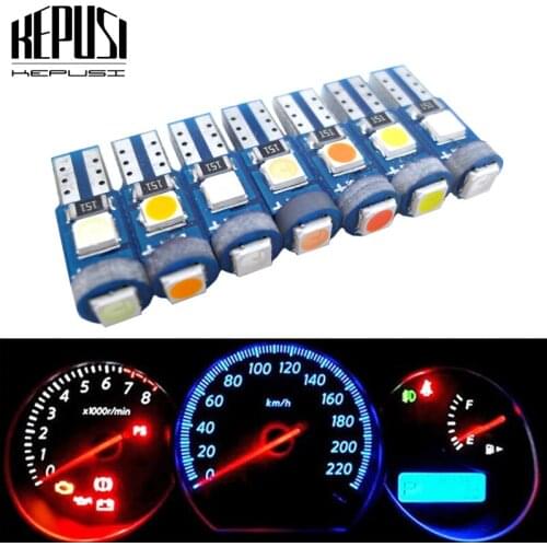 10Pcs T5 W3W W1.2W T5 W2X2.6d LED Car Board Instrument Panel Lamp Auto Dashboard Warming Indicator Wedge Light Bulb DC12V 3030