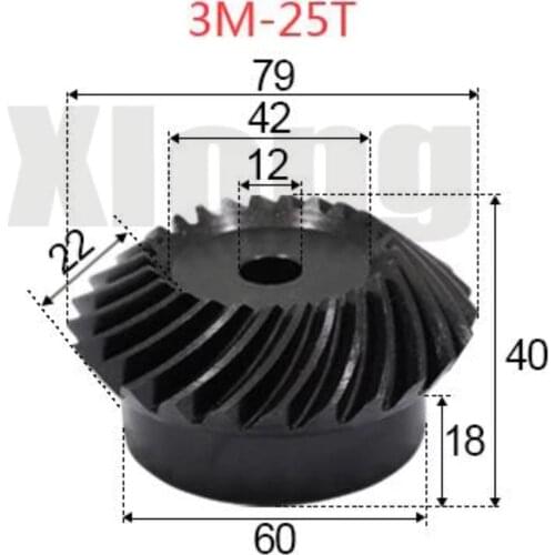 2pcs 3M-25Teeths Inner Hole: 12mm Precision Spiral Bevel Gear Spiral Bevel Gear