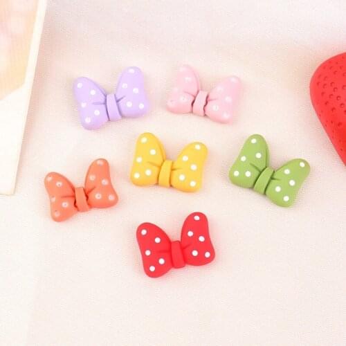 20 PCS 22x17mm Cartoon Wave Point Bowknot Diy Resin Handmade Accessories For Jewelry Making