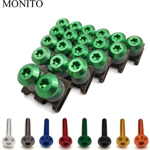 20pcs For KAWASAKI Z750S Z750 ZX6 ZX9R ZXR400 ZZR600 Z1000 ZX10R Motorcycle Custom Fairing Body Bolt Screw Spring Bolts Nuts M6