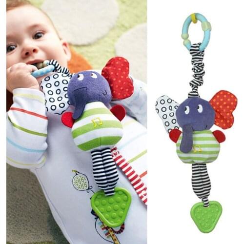 2019 Baby Toys Baby Crib Stroller Rattle Toy Plush Elephant Newborn Baby Hanging Rattle Ring Bell Soft For Baby I0110