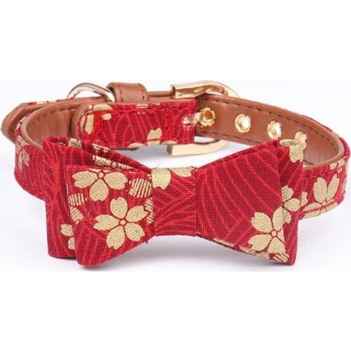 25PCS / LOT Cat Dog Bowtie Pet Collar National Style Printing Dog Collar Pet Supplies