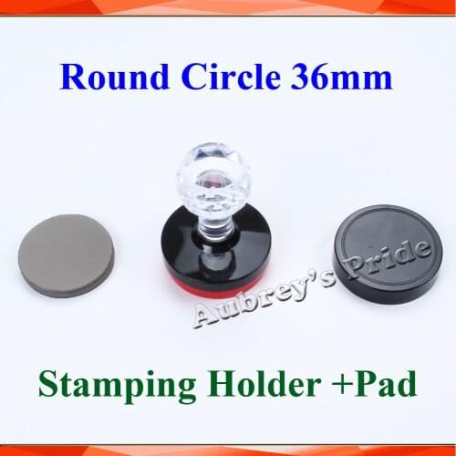 5Pcs 36mm Round Circle Holder Stamp Shell Blank Plus 7MM Rubber Pad Selfinking Stamping Making Seal Machine