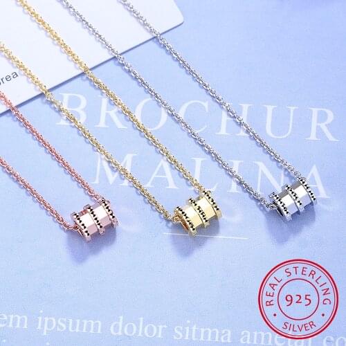 925 Sterling Silver Rotation Luck Beads Necklaces & Pendants For Women Fashion Lady Festival Gift Sterling-silver-jewelry