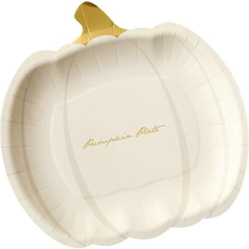 Bronzing Pumpkin Disposable Tableware Halloween Birthday Party Supplies Decor Wedding Decoration Baby Shower Paper Plate Cup