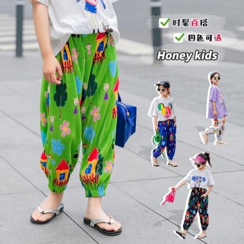 Pants For Girls Casual Style Girl Anti-Mosquito Pants Kids Hand Painted Ankle Trousers 5 7 9 10 11 13 14Years Teenage Clothes