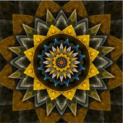 Flower Mandala Pre-Printed 11CT Cross Stitch Patterns Embroidery DMC Threads Handmade Sewing Handiwork Needlework Counted Gift