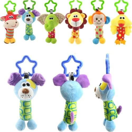 Baby Kids Cute Doll Toys Cartoon Animal Plush Stuff Hand Bell Newborn Stroller Crib Hanging Rattles Infant Baby Toys Gifts