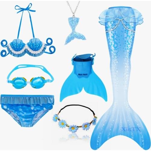 Kids Swimmable Mermaid Tail For Girls Costume Holiday Children Swimsuit Can Add Monofin Fin Cosplay Swimsuit Birthday Dress