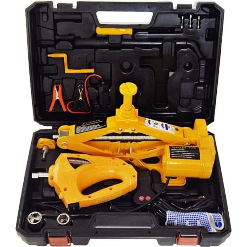DC 12V 3Ton 1Automotive Electric Car Jack Scissor Jack Car Emergency Equipment Tool with Impact Wrench