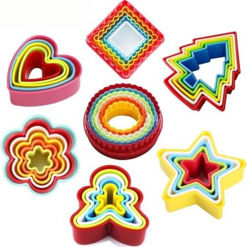 Paste Cutters Molds Hearts Square Tree Jingerbreadmen Moulds Cookies Cutter Mold Plastic Cake Mould DIY Baking Tools CT1093