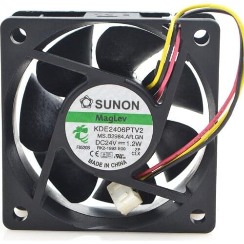 KDE2406PTV2 24V 1.2W 6CM 60mm wires silent frequency converter cooling fan 60*60*25MM