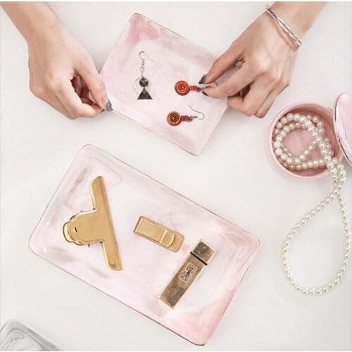 Ceramic jewelry plate Phnom Penh pink gray jewelry plate housewarming gift tableware decorative