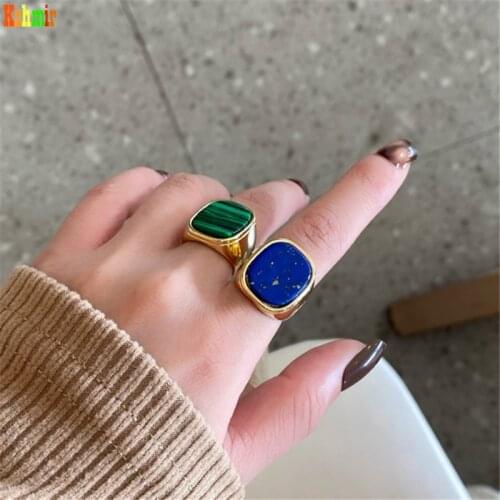 Kshmir New2021 stone multi-color vintage ring fashion square ring temperament geometric index finger ring girl ring jewelry gift