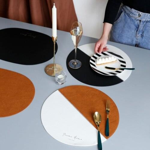 Nordic Stitching Creative Oil-proof Leather Placemat Kitchen Cup Soft Table Mat