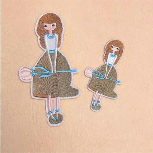 Maxsin 2 Pc/lot Cute Cartoon Girl Sticker Embroidery Patch Iron On Dress Jacket Garment Accessories DIY Decals Decorative