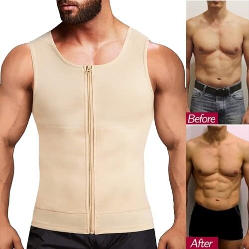 Men Body Shaper Waist Trainer Corset Compression Shirts for Men to Hide Gynecomastia Moobs Slimming Vest Abs Tank Top Undershirt