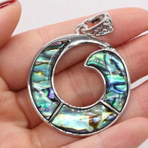 Natural Stone Shell Pendant Exquisite Circle-Shaped Charms For Jewelry Making Charms DIY Necklace Accessory