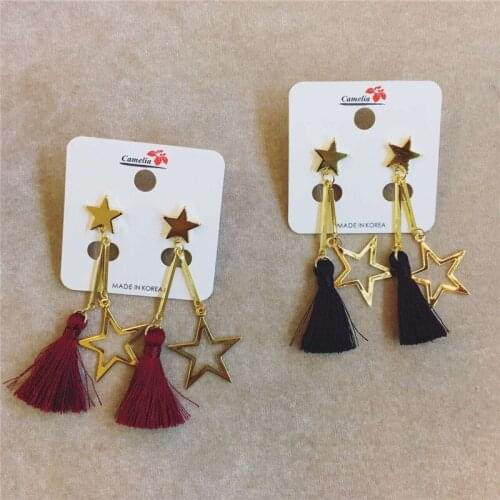 New Woman Drop Earrings Long Tassel Alloy Stars Fashion Dangle Earrings Fashion Jewelry