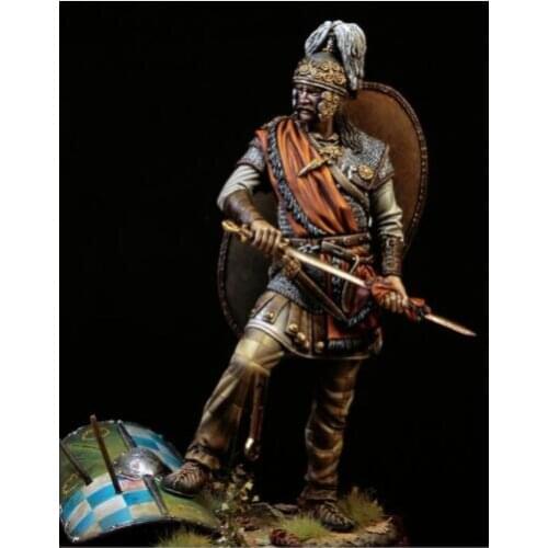 New Unassembled 1/24 75mm ancient man Warrior with shield 75mm Resin Kit DIY Toys Unpainted resin model