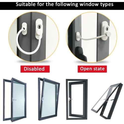 Window Security Chain Lock Window Cable Lock Restrictor Multifunctional Window Lock Door Security Guard for Baby Safety 1Pcs
