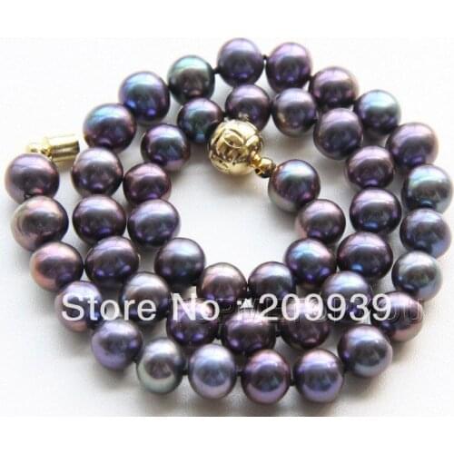 Natural 10mm rainbow-black freshwater pearls necklace