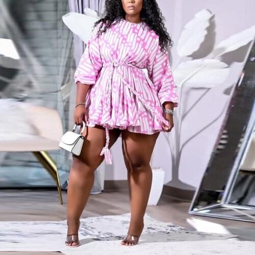 4XL 5XL Plus Size Dresses for Womens Autumn New Clothing Printed Full Sleeve High Waisted A Line Fashion Vestidos Mujer Dress