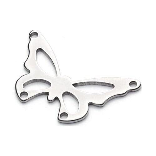 10pcs/lot 40*24mm butterfly stainless steel Connector Metal Alloy Pendant For DIY bracelet Jewelry Making fg54s