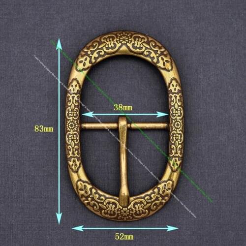 STURDY ANTIQUE BRASS PLATED Flower Pattern METAL OVAL RODEO COWBOY WESTERN LEATHER BELT BUCKLE REPLACEMENT FIT 1 1/2"
