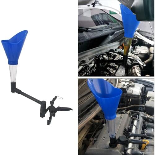 Adjustable Plastic Universal Vehicles Car Engine Oil Funnel with Clamp