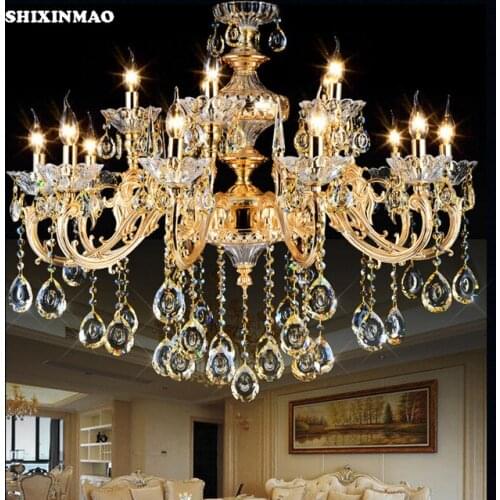 SHIXNIMAO Luxury Electric gold plating Crystal Chandelier 6Arm/8Arm/10Arm/15Arm Crystal lamp free shipping
